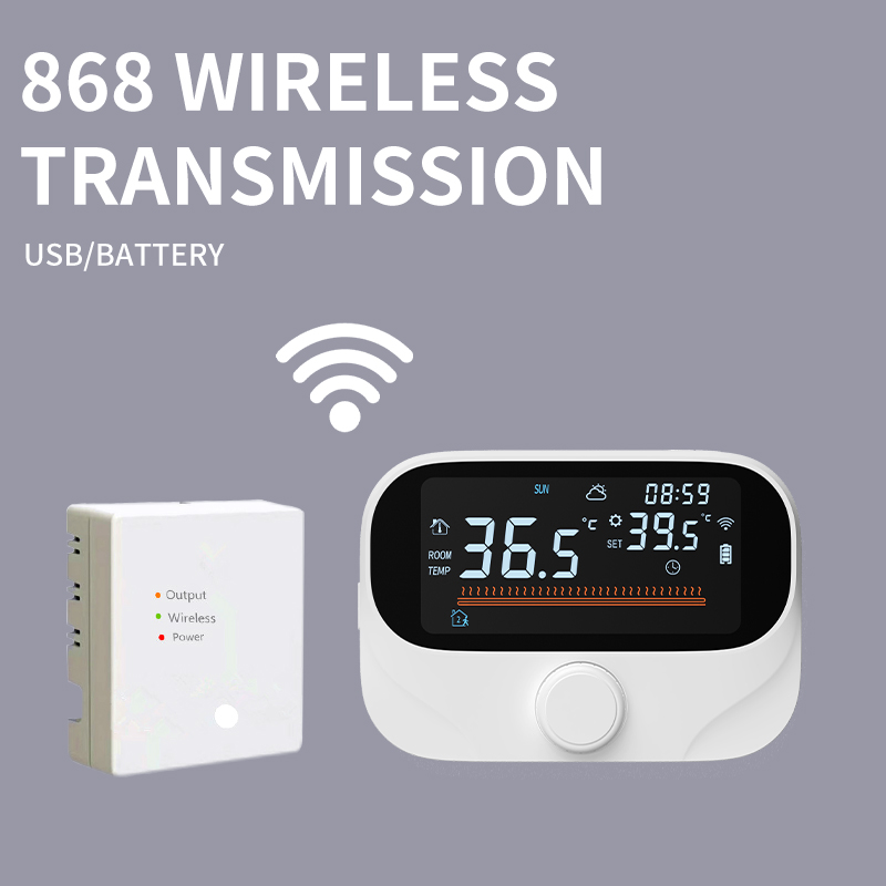 Thermostat thông minh Tuya kết nối Wi‑Fi, màn hình hiển thị có thể chuyển đổi giữa °C và °F