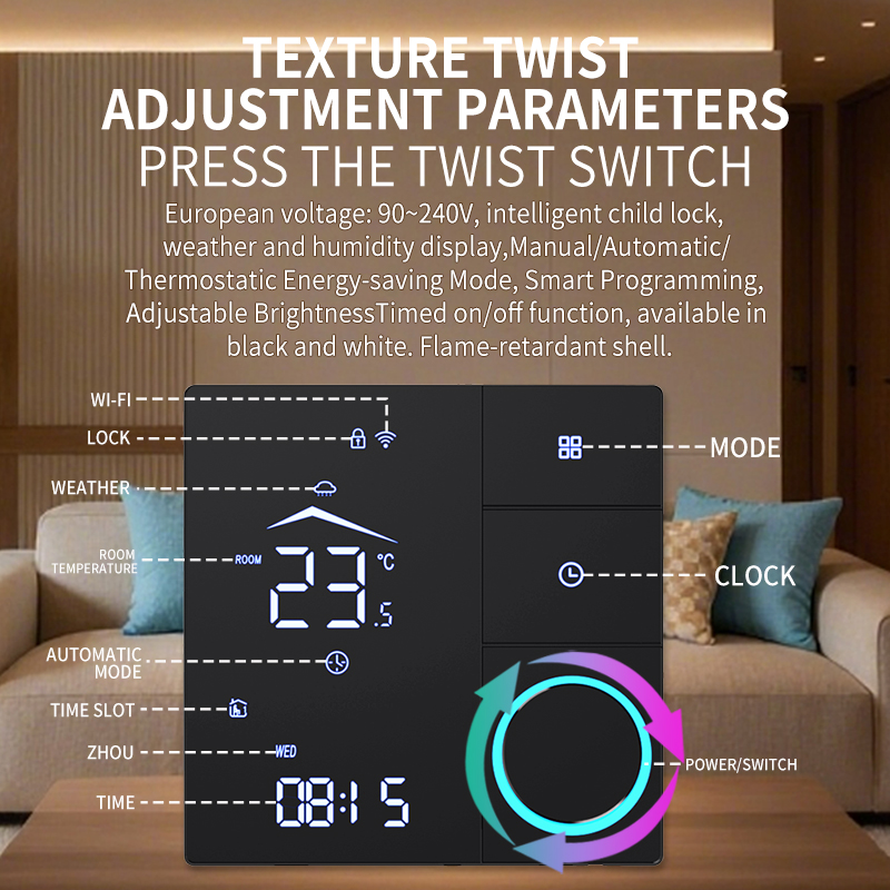 Bộ điều nhiệt hoạt động bằng núm LED sdm9